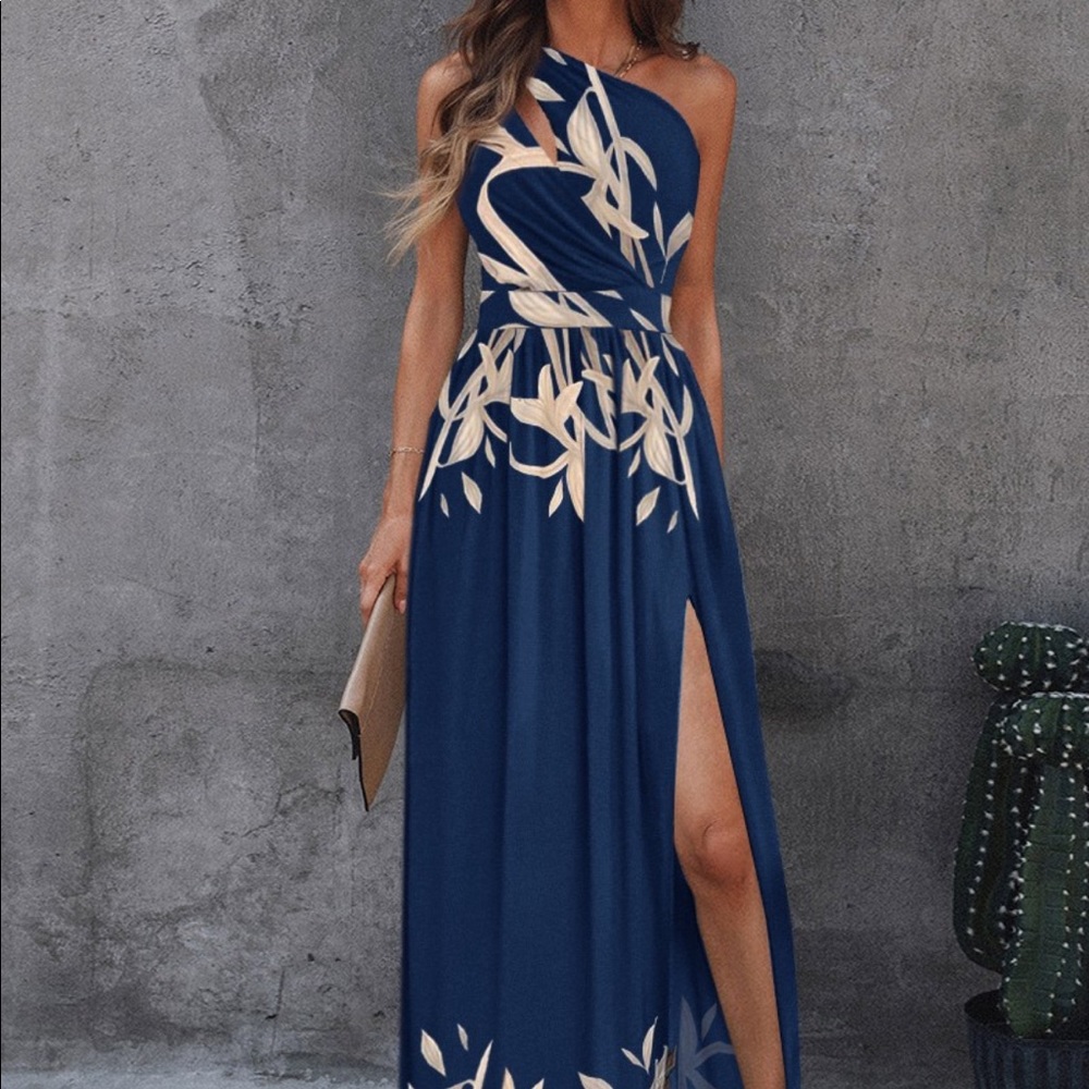 Long maxi dress one shoulder